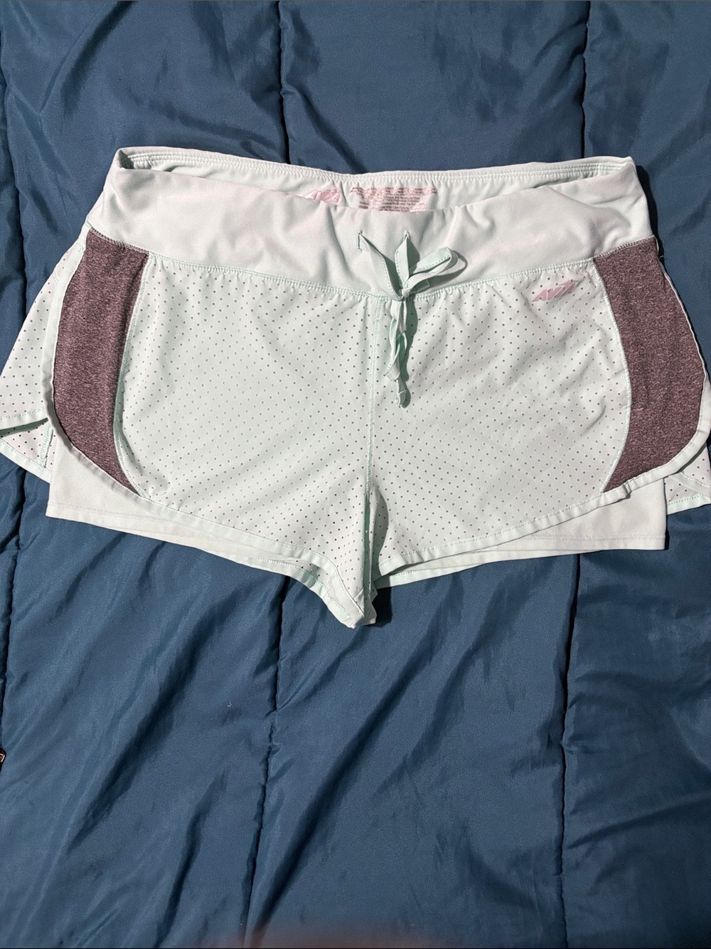Nike Mint Green Athletic Shorts with Gray Panels - L